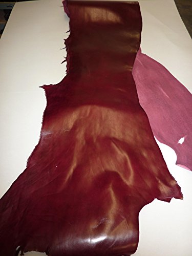 Lederstück bordeaux weinrot, Vollrindleder, ca. 200 – 220 cm x 25 – 35 cm - 3