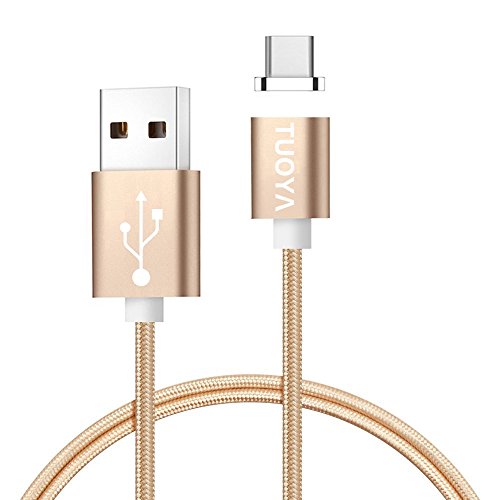 [Die neue Version]Magnet USB C Kabel auf USB 3.0 A- Lebenslange Garantieserie -TUOYA Magnetisches USB-C Ladekabel- Fast Charging-Magnetisches Type C Ladekabel Kabel - Type C Datenkabel Hochwertig mit LED Statusanzeige für Android Smartphones OnePlus 3 Huawai Mate Honor Google Pixel Nexus HTC Xperia Samsung Galaxy Type-C-Geräten (1*Pack Gold)