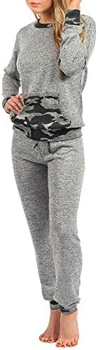 New Womens Girls Camouflage Jogging Suit Set Camo Soft Knitted Full Tracksuit