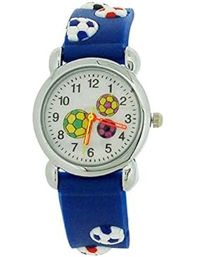 Relda Childrens 3D Jungen Fußballuhr blaues Silikonarmband REL45