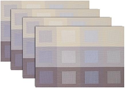 Angelbubbles Placemats Non-slip PVC Insulation Max 300°F Natural Simple Design 45*30cm Set of 4 (Purple)