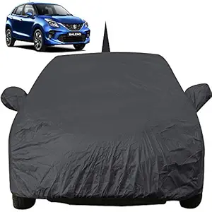 Autofact Car Body Cover for Maruti Baleno (2015 to 2021) with Mirror and Antenna Pocket (Light Weight, Triple Stitched, Heavy Buckle, Bottom Fully Elastic) (Maruti Baleno, Grey 2)