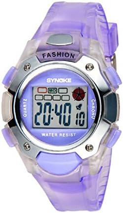 Kid's 5-12 Years Digital Electronic Outdoor Sport Colorful Sunshine Boys and Girls Watch Purple