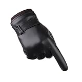 Malloom® Hombres Invierno lujo Guantes de cuero antideslizantes Conducir cachemira guantes calientes (L)