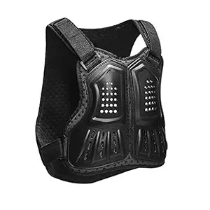 BARHAR Kids Dirt Bike Body Chest Spine Protector Vest Gear for Motocross Skiing (Black, M)