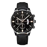 Gaddrt Herrenmode Sport Edelstahl Gehäuse Lederband Quarz Analog Armbanduhr Herrenuhren (C)