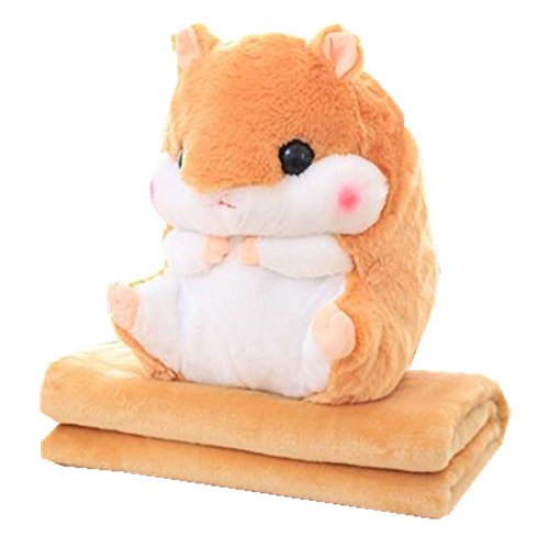 Cute Hamster Halt Kissen Decke, gepolsterte Coral Samt Decke hellbraun