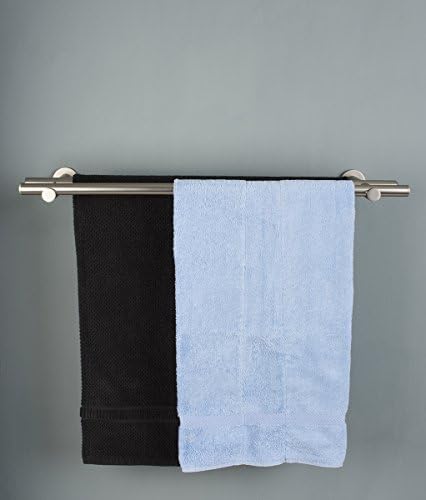 InCasa Double Towel Holders: Ø 20 mm, lenght 60 cm, with tappo chic satin steel finish – complete