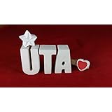 Beton, Steinguss Buchstaben 3 D Deko Schriftzug Namen UTA als Geschenk verpackt! Ein etwas ausgefallenes Geschenk zur Geburt, Taufe, Geburtstag oder auch zu anderen Anlässen.