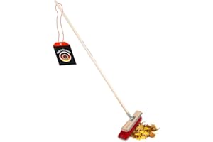 SHW-FIRE Escoba de carretera de 40 cm de ancho con borde rascador, cerdas de elastón duraderas, mango de madera de álamo de 140 cm, resistente escoba con mango para calle, patio y jardín | Fabricado