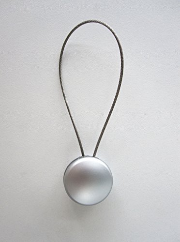 Magnet Clip - Dekomagnet - Ø 28 mm mit Drahtschlaufe - z.B. zum Raffen von Gardinen, Chrom matt