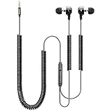 Avantree In-Ear PC Kopfhörer mit Langem Kabel, Langes Ohrhörer mit Mikro &amp; 3m Verlängerungs Schnur, Metall Stereo In Ear Headset kabelgebundene Bass Ohrhörer mit Wendelkabel - HF022
