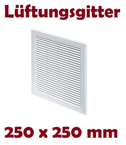 Lüftungsgitter Abschlussgitter Insektenschutz Abluft Zuluft Gitter Ventilator 250 x 250 mm TRU8 weiß