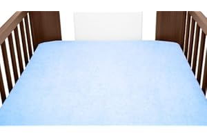 BABYMAM Terry Towelling Fitted Sheet 140x70cm Nursery Baby Cot/Cotbed/Mattress (Blue)