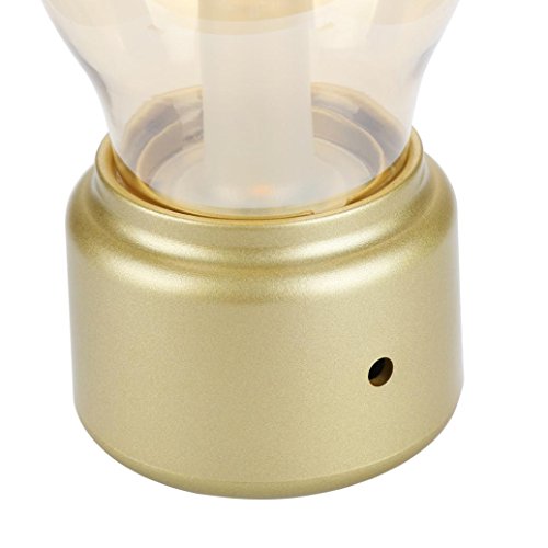 sunnymi USB Wiederaufladbare Nachtlicht/Weiche Beleuchtung/Vergoldeter Glasschirm/Kid Bedside LED Retro Glühbirne (Gold)