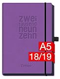 Image de Chäff-Timer Deluxe A5 Kalender 2018/2019 [lila] 18 Monate Juli 2018-Dezember 2019 - Gummiband, Eins