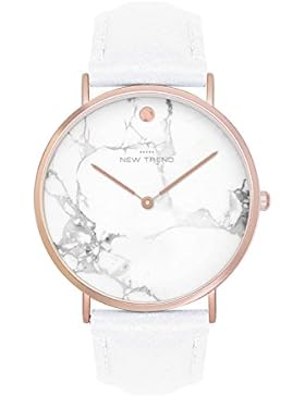 Damenuhr Armbanduhr Trenduhr Marmor Marble Farben Rosegold Rose Gold Weiß Lederarmband Herrenuhr Unisex Damen...