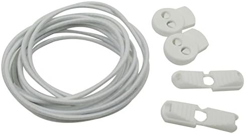 HKYIYO 1 Pair No-Tie Elastic Lazy Shoelaces with Lock for Adults Kids Runner Athletes Sports Enthusiasts - White
