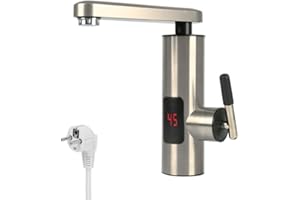 OWNANT Elektrische Wasserhahn, Warmwasserhahn, Wasserhahn mit Durchlauferhitzer, Heizung wasserhahn für Küche, KüChenarmatur mit Temperaturanzeige,3300W (A)