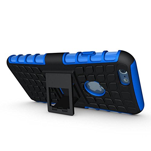 Shockproof Builder Defender Tough Hard Heavy Duty Armour Back Case Cover Pouch With Stand [ For Apple iPhone 6 Plus / 6s Plus in Blue ] [ 5.5