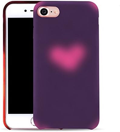 Magical Heat Sensitive PU Back Case for iPhone 5/5S/SE, Skitic Thermal Discoloration PU Protective Cover Fashion Temperature Sensing Color Changing Bumper for iPhone 5/5S/SE - Purple to Red