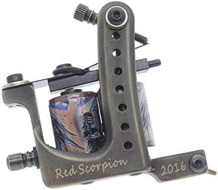 Redscorpion Shader Tattoo Machine Tattoo Gun Brass Frame 10 Wrap Coils with Tattoo Grip