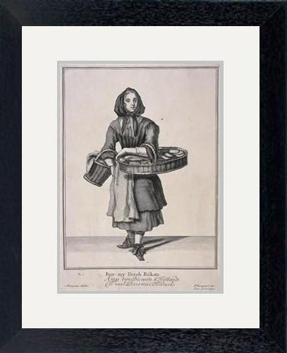 Print of ''Buy my Dutch Biskets', Cries of London, (1688?). Artist: Anon' in Black Frame