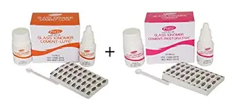 Dental Glass Ionomer Cement LUTING and RESTORATIVE Combo Pack 1 pcs each Pyrax Glass ionomer Cement Type 1 and Glass Ionomer Cement Type 2 for Dental Care