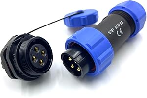BAYZCONN Anschlussstecker Luftfahrtstecker SP21 4 Polig, 4 Pin Lötfreier Aviation-Stecker IP68 Wasserdichter und Staubdichter Luftfahrtstecker für Außenlampen Verwendet 500V 30A (12AWG Kabel Schraub-Crimp)