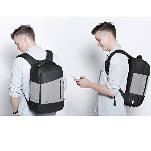 JSVER Business Laptop Rucksack 15 6 Zoll mit USB-Ladekabel  Wasserabweisende