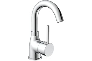 EISL Futura NI075FUTCR-LP Low Pressure Washbasin 360° Pivoting Bathroom Single Lever Mixer Tap, Chrome, Platzsparend