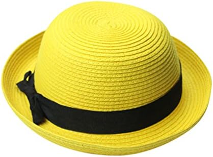 Yuncai Women Ladies Bowler Cap Cute Woven Straw Beach Sun Hat