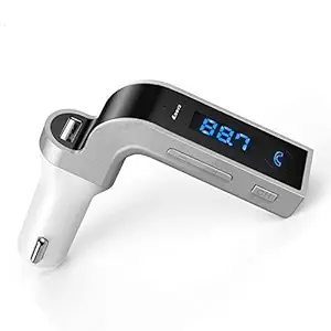 AllExtreme EXCARG7 Wireless in-Car Hand Free Call/Stereo Music Player Bluetooth FM Transmitter with USB Car Mobile Charger for All Android Smartphone & Other Devices (Silver)