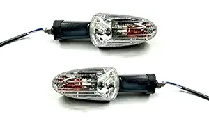 A2D 5408 Orginal Style OEM Turn Signal Bike Inidicators Clear Glass Amber Light Set of 2 for TVS Apache RTR 160