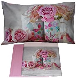 Relax Digital Leapt Shabby 20 Complete 2 Bed Sheet 100% Cotton, Pink, Double, 250 x 300 x 1 cm