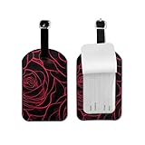 Größe: 7 x 11 cm Luggage Tags 2 Pieces Set,Beautiful In Roses Contours Contour Lines Strokes for The Birthday Valentine Flexible Travel ID Identification Labels for Bags & Baggage