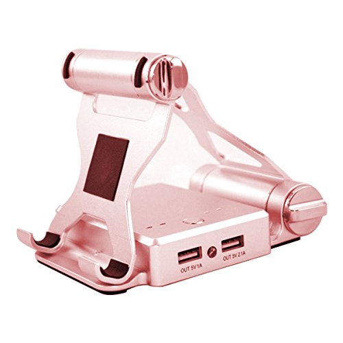 ULTRICS® Einstellbare Aluminium Handy Stand mit 10000mAh Dual USB Powerbank, 270 Grad Drehen Multi Betrachtungswinkel Handy-Standplatz, Desktop-Lade-Dock für iPhone iPad Samsung Galaxy Sony Xperia HTC LG iPod Nokia Tablet für Home Office Küche