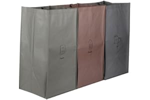 Wisebom 3 sztuki segregowanych worków na śmieci, zróżnicowany system zbierania, zestaw 3 koszy na śmieci, segregowane worki na śmieci do papieru z tworzywa sztucznego i szkła