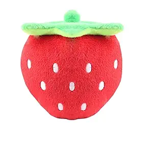 KUTKUT Cute Pet Dog Cat Strawberry Shape Squeak Sound Plush Dog Toys Funny Fleece Durability Chew Molar Toy Fit for All Pets