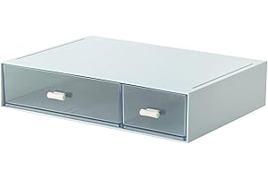 JUMRHFAN Kleine Schubladen, Kunststoff-Schubladenbox, Schreibtisch-Organizer mit Schublade für Schule Zuhause Bürobedarf und Schmuck (Blau, 2 Schublade)