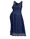 HOTOUCH Damen Umstandskleid Maternity Kleid Jerseykleid Schwangerschafts Kleid Spitzenkleid Tank Kleid Empire Kleid Spitzen Ärmellose Rundhals