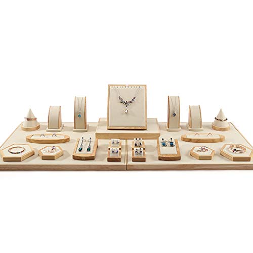 Joyería Marco del Collar Soporte de exhibición Soporte de Pulsera Broche Bandeja de Anillo Bandeja de Accesorios Ventana Accesorios (Color : Beige, Size : 110 * 45cm)
