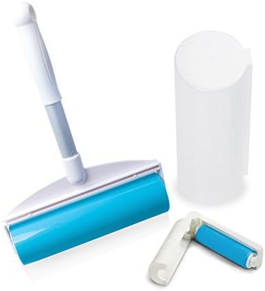 Reusable Lint Roller and Tiny Lint Roller Refills for Pet Hair, Clothes, Bathroom Rugs, Speaker Grilles, Car Seats (Large+Small)