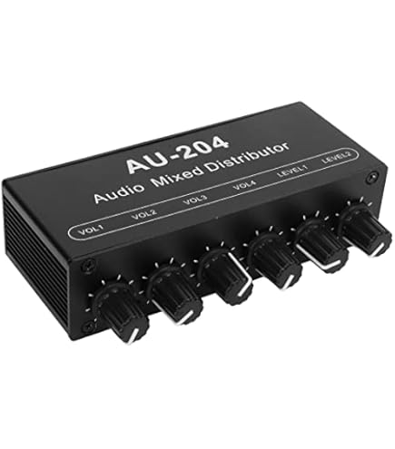 Neoteck Headphone Amplifier, 4 Channels, Ultra-Compact, Stereo with 5 Adapter Pieces 1/4 (6.35mm) to 3.5mm (1/4) and Adapter
