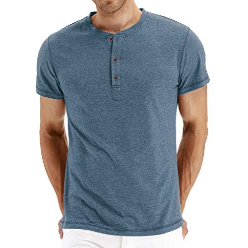 Preisvergleich Produktbild BHYDRY Männer Casual Ripped Button Kurzarm T-Shirt Top Bluse