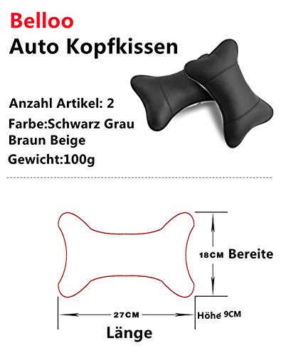 Belloo 2PCS weiche Auto Kopfkissen, Nackenkissen Kopfstütze für Kopf Hals (Ein Paar) - 5