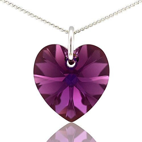 Lua JoiaBirthstone Necklace - Birth Month Heart Pendant with Austrian Crystal & Extra Long Silver Chain - Jewelry Gift for mum, Wife, Birthday, Mother’s Day, Anniversary & Valentine’s