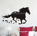 Clest F&H Horse Running Banksy Vinyl Art Wall Stickers decals for Nursery and kids room Free shipping 57cm*104cm