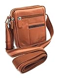  FJR-ArtPiel - Bolso bandolera hecho en Piel para hombre modelo pequeño con solapa - Alta Calidad - Color Teja