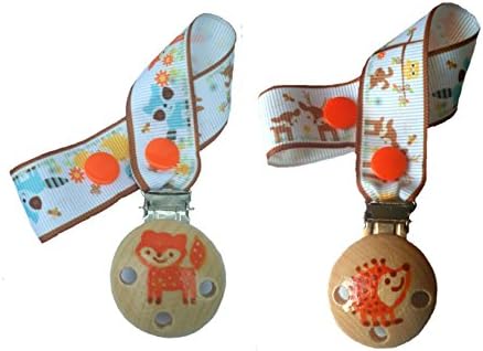 CuteToots hand-painted wooden dummy clip - TWIN PACK woodland friends UNIVERSAL